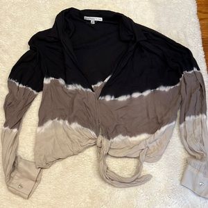 Horizontal stripe long sleeve crop top - size medium